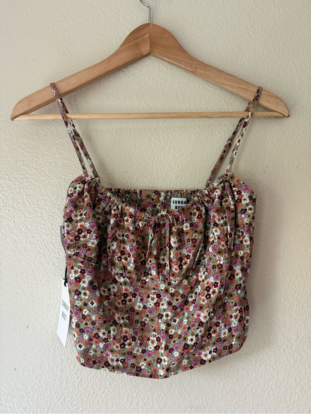 Sunday Best Multicolor Floral Tie-Front Spaghetti Strap Cami